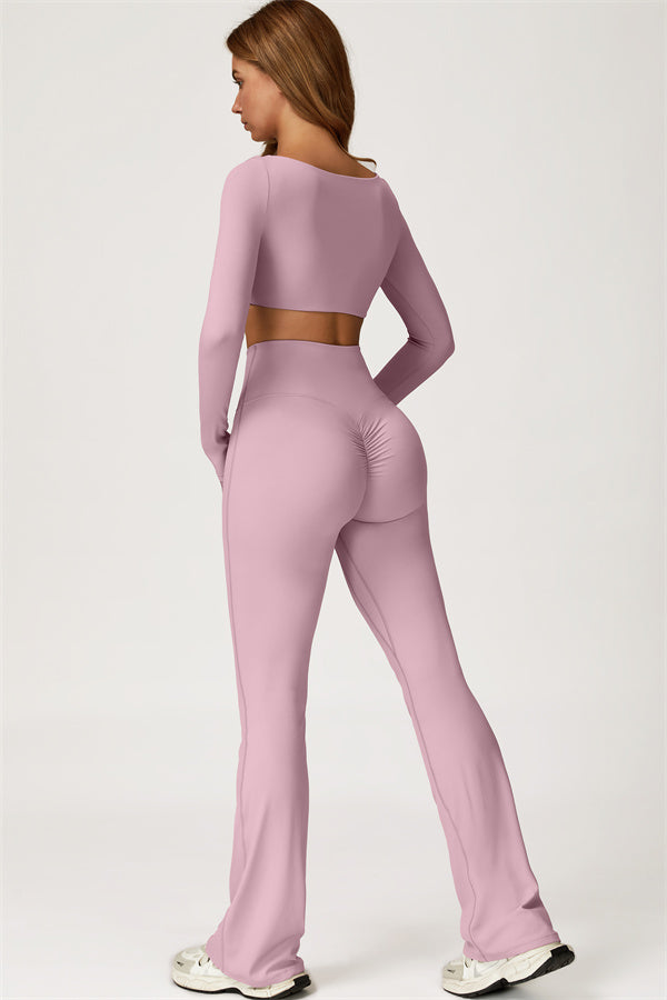 The Lily Belle Crop Top Flared Leggings 2-Piece Set