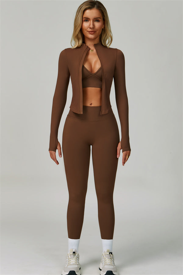 The Empower Jacket Sports Bra Leggings 3-Piece Set