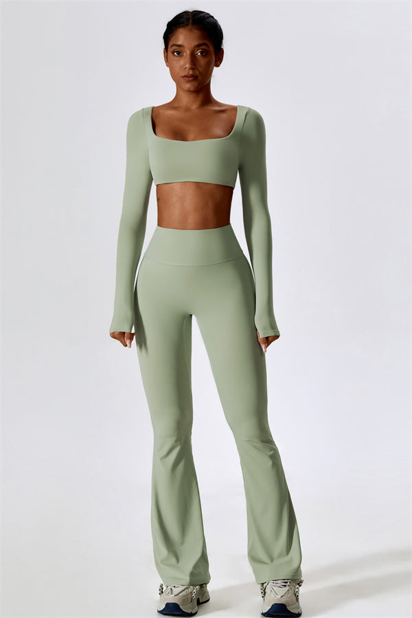 The Lily Belle Crop Top Flared Leggings 2-Piece Set