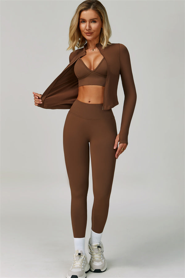 The Empower Jacket Sports Bra Leggings 3-Piece Set