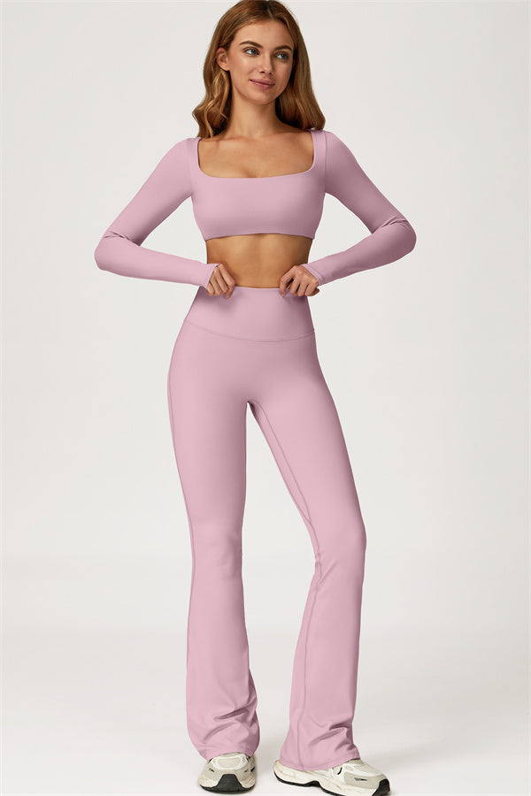 The Lily Belle Crop Top Flared Leggings 2-Piece Set